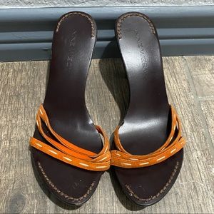 Orange and brown Nine West heels
